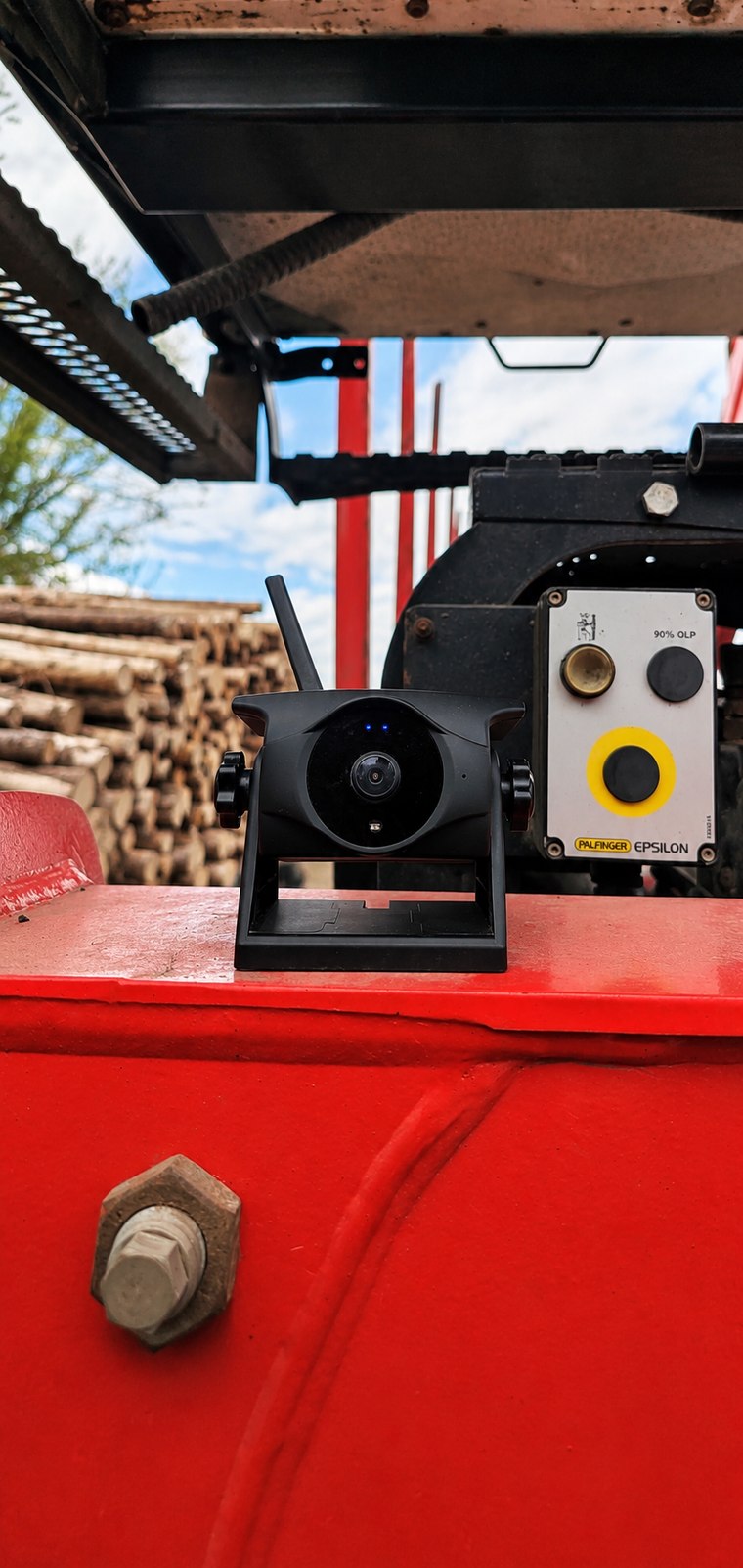 Rear camera mounted to a vehicle