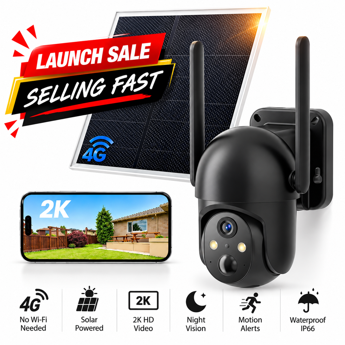 Selling Fast ANY Location Camera - No WiFi Or Power Needed - 360° 2K Night Vision - Inc VAT