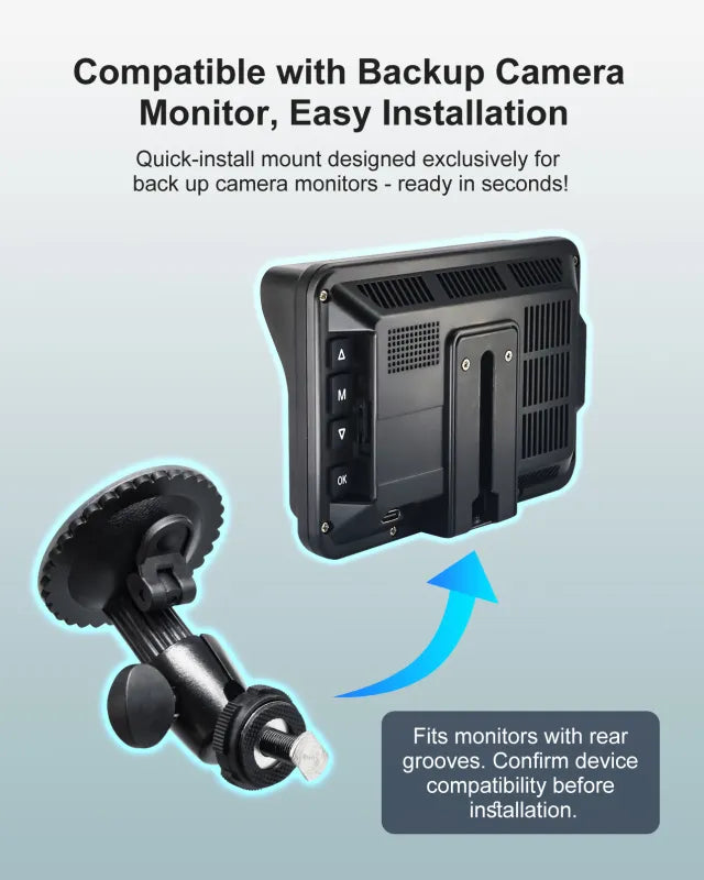 Windshield Suction Mount for Vision 1 Pro Camera Monitor System.