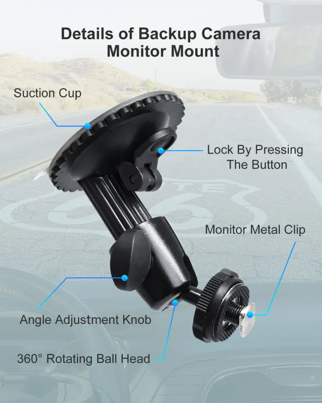 Windshield Suction Mount for Vision 1 Pro Camera Monitor System.
