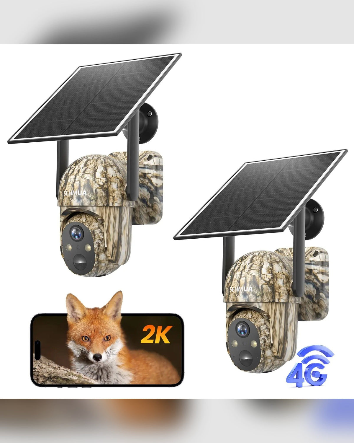 SEHMUA 4G camo camera with solar panel - wildlife ready